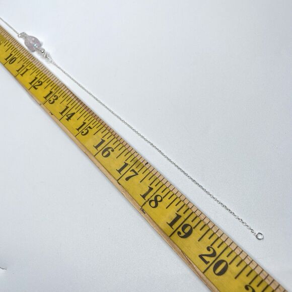 Artisan White Crackle Quartz AB Glass Beaded Bar Silver Plated Necklace Earrings - Picture 6 of 6